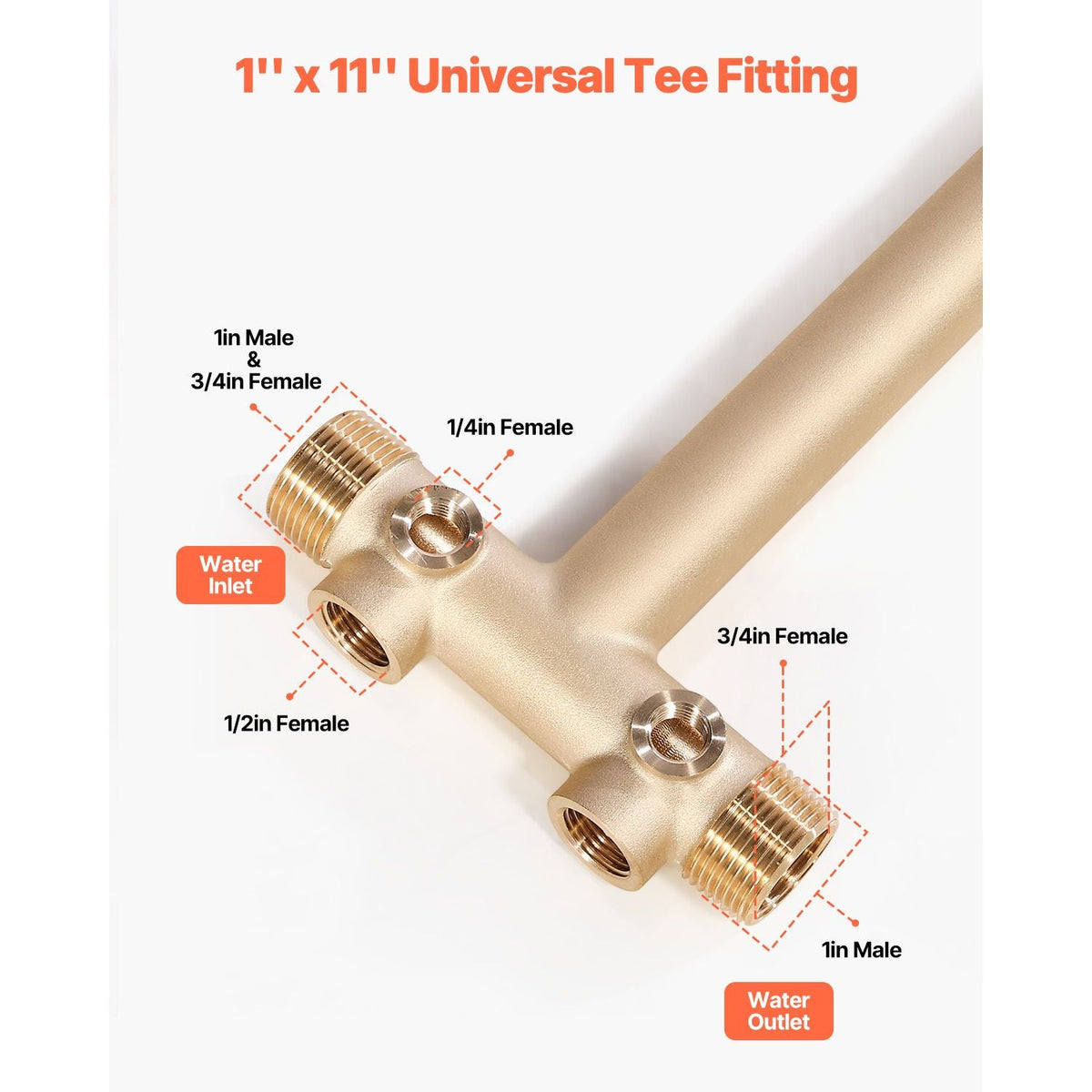 1" x 11" Well Pressure Tank Tee Kit, with 40/60PSI Switch, 7-Pieces Pure Brass Pressure Tank Installation Kit for Water Well, Fit Most Tanks with Diameters up to 16 Inches