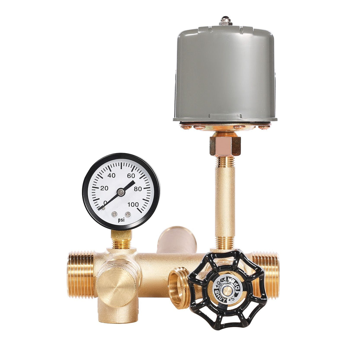 1" x 11" Well Pressure Tank Tee Kit, with 40/60PSI Switch, 7-Pieces Pure Brass Pressure Tank Installation Kit for Water Well, Fit Most Tanks with Diameters up to 16 Inches