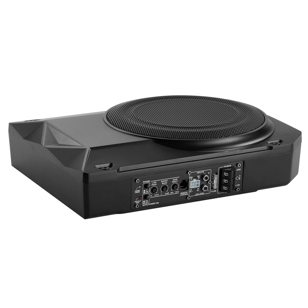 10" 400W Underseat Car Subwoofer, Slim Powered Car Subwoofers Under the Seat, Low Profile Audio Sub Built-in Amplifier, High/Low Level Input & Volume Controller for SUVs, Car, Truck, RV