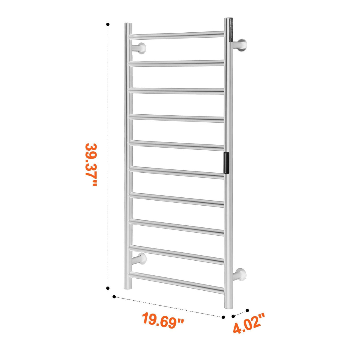10 Bars Towel Warmer Rack, Wall Mounted Heated Towel Rack for Bathroom, IPX5 Waterpoof Towel Heater Rack with Timer & LED Display Screen, 5 Levels Adjustable Temperature Towel Heater, Silver