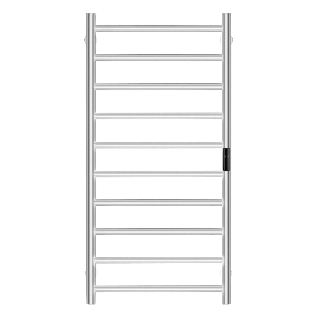 10 Bars Towel Warmer Rack, Wall Mounted Heated Towel Rack for Bathroom, IPX5 Waterpoof Towel Heater Rack with Timer & LED Display Screen, 5 Levels Adjustable Temperature Towel Heater, Silver