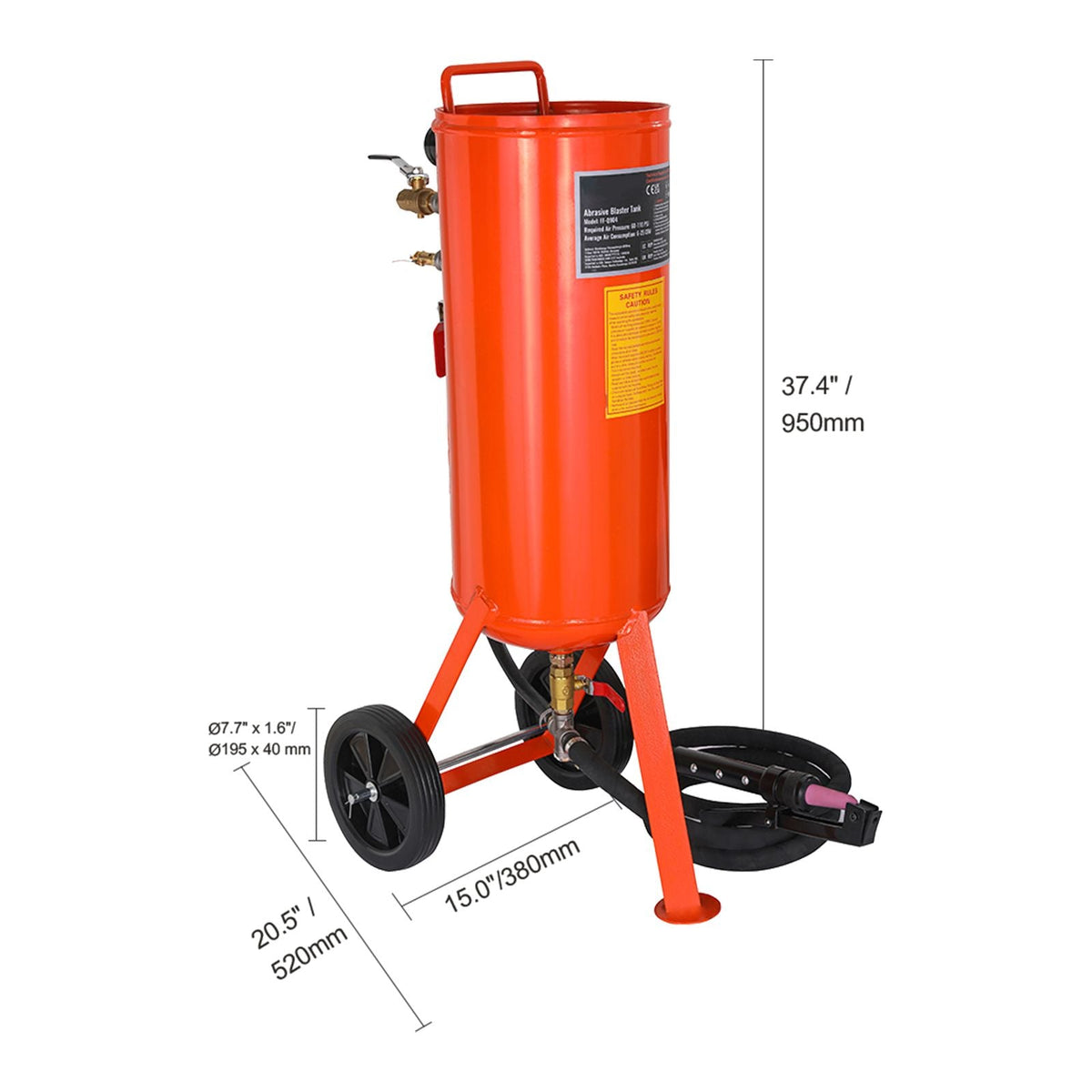 10 Gallon Heavy-Duty Sand Blaster, 60-110 PSI High Pressure Sandblaster, Portable Abrasive Blasting Tank, Air Sand Blasting Kit with 2 Ceramic Nozzles & 7.5ft Hose for Stain, Rust, Paint Removal