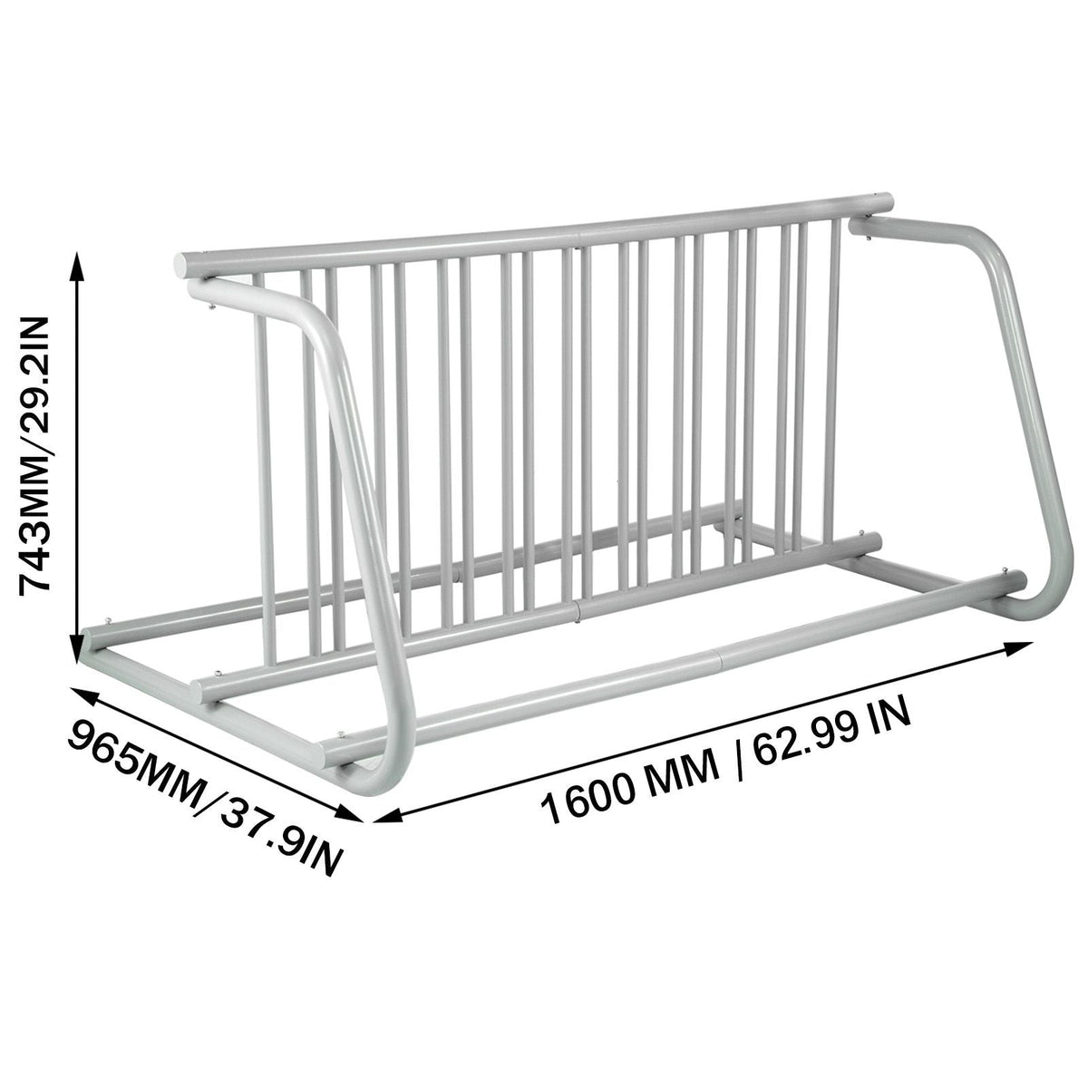 10 Holders Floor Bike Rack, 59\" Length All-Steel Grid Bike Rack, 10-Bike Capacity Dual-Side Storage Stand for Garages Streets Yards Bike Events