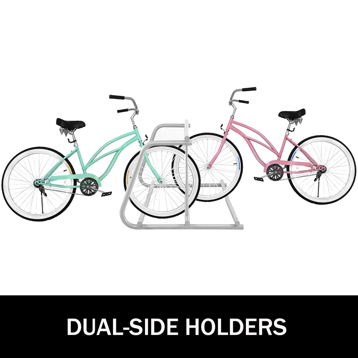 10 Holders Floor Bike Rack, 59\" Length All-Steel Grid Bike Rack, 10-Bike Capacity Dual-Side Storage Stand for Garages Streets Yards Bike Events