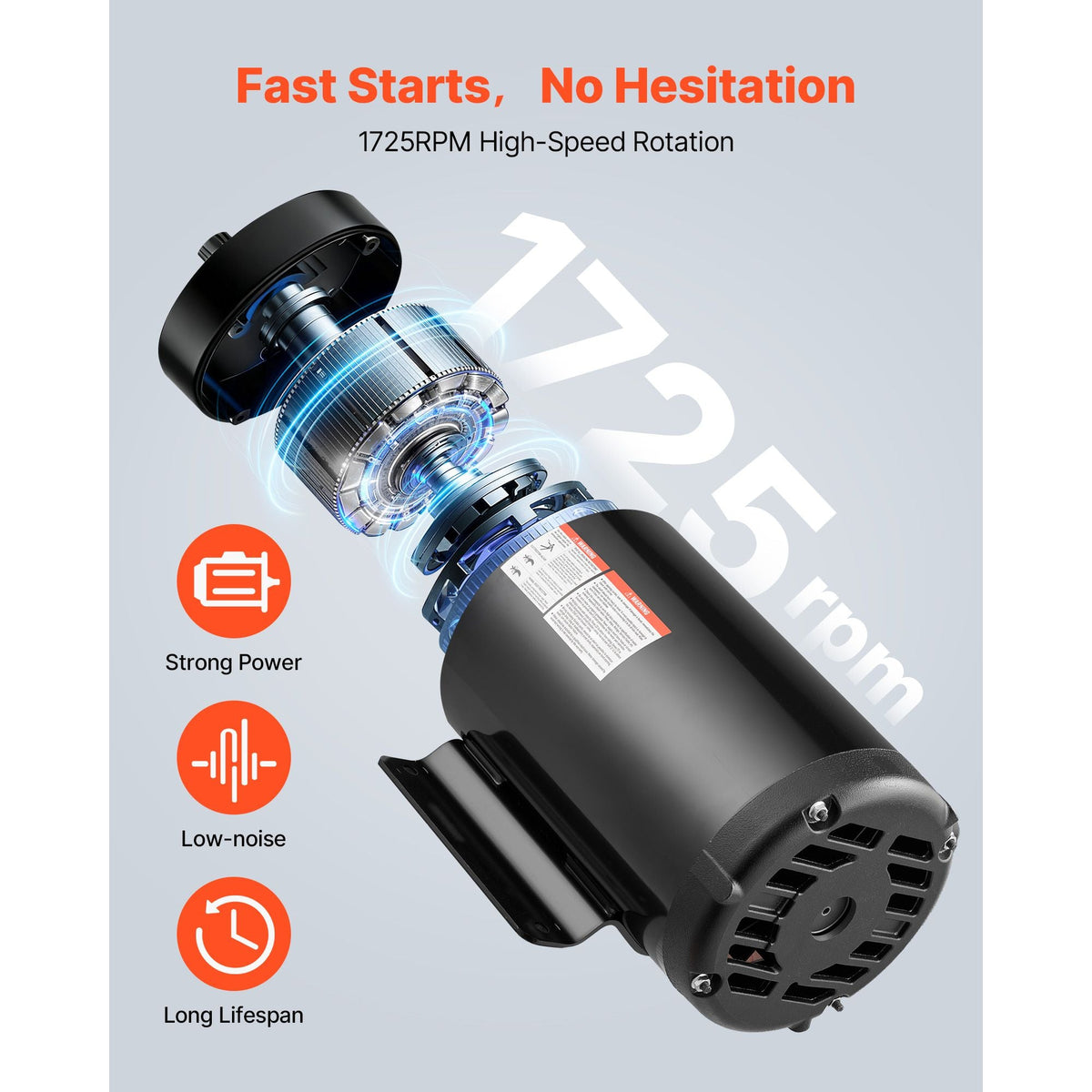10 HP Electric Motor, 1770RPM Air Compressor Motor, CW/CCW Rotation, 1.375 inch Shaft Diameter, 3.88inch Shaft Length, 40N.m Torque, Three-Phase, 230V/460V, ODP Cooling, 215T Frame