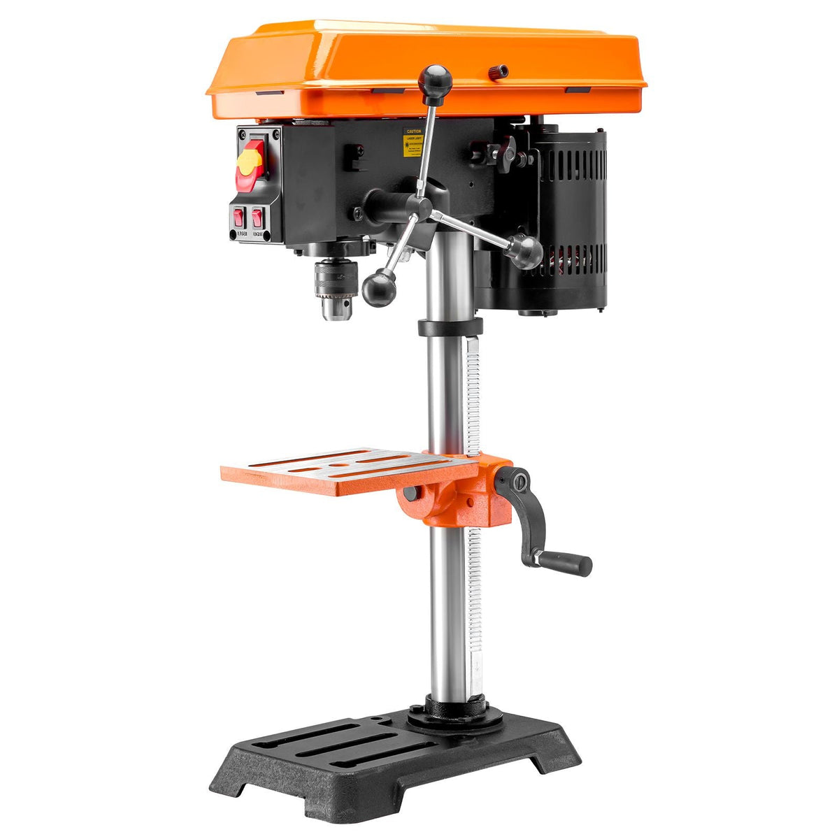 10 in Benchtop Drill Press, 6.2A Induction Motor, Tabletop Drilling Machine with 650 / 1050 / 1800 / 2350 / 3100 RPM Adjustable Speed, 0-45° Tilting Worktable, LED Work Light, for Wood Metal