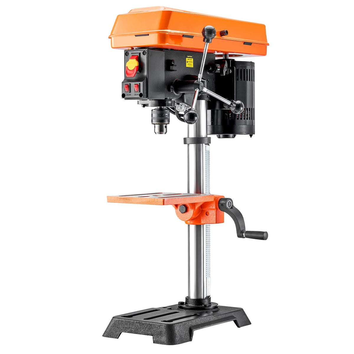 10 in Benchtop Drill Press, 6.2A Induction Motor, Tabletop Drilling Machine with 650 / 1050 / 1800 / 2350 / 3100 RPM Adjustable Speed, 0-45° Tilting Worktable, LED Work Light, for Wood Metal