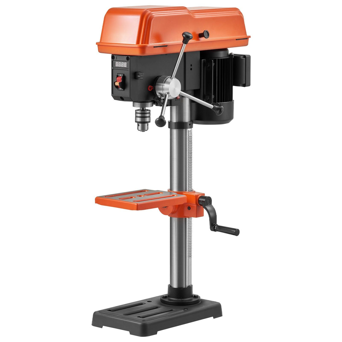 10-Inch Benchtop Drill Press, 5 Amp, 0.8 HP 600W Bench Drill Press, 530-3140 RPM Variable Speed, 0-45° Tilting Worktable, with Laser and LED Work Light, Tabletop Drilling Machine, for Wood Metal