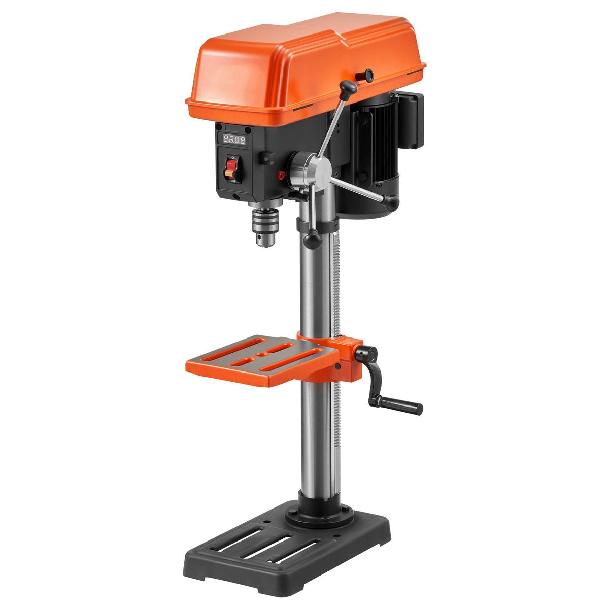 10-Inch Benchtop Drill Press, 5 Amp, 0.8 HP 600W Bench Drill Press, 530-3140 RPM Variable Speed, 0-45° Tilting Worktable, with Laser and LED Work Light, Tabletop Drilling Machine, for Wood Metal