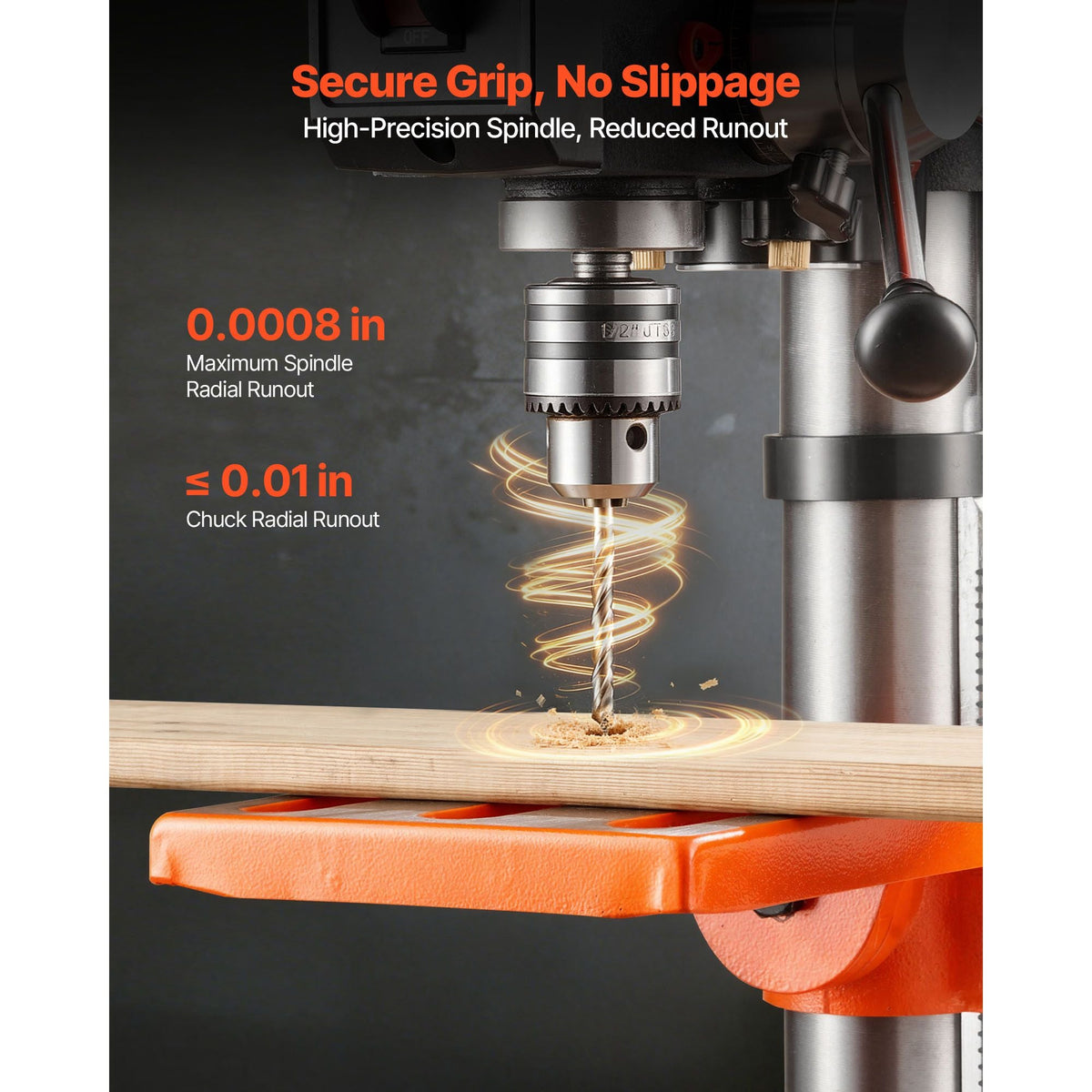 10-Inch Benchtop Drill Press, 5 Amp, 0.8 HP 600W Bench Drill Press, 530-3140 RPM Variable Speed, 0-45° Tilting Worktable, with Laser and LED Work Light, Tabletop Drilling Machine, for Wood Metal