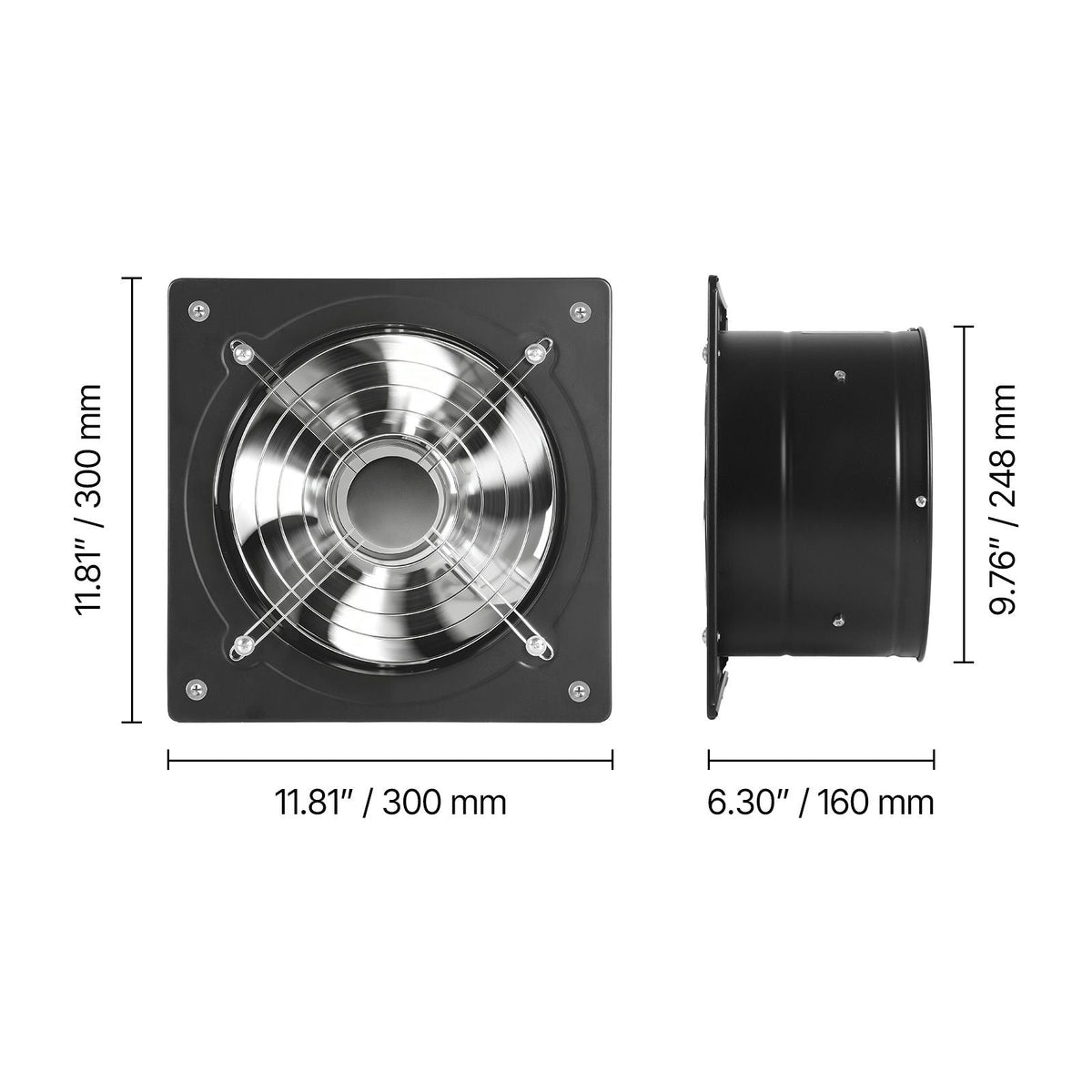 10 Inch Exhaust Fan, 988 CFM High Velocity Wall Mount Vent Fan with On/Off Control, Low Consumption, Portable Ventilation Extractor for Attic,Garage,Basement,Workshop,Kitchen, Chicken Coop,Black