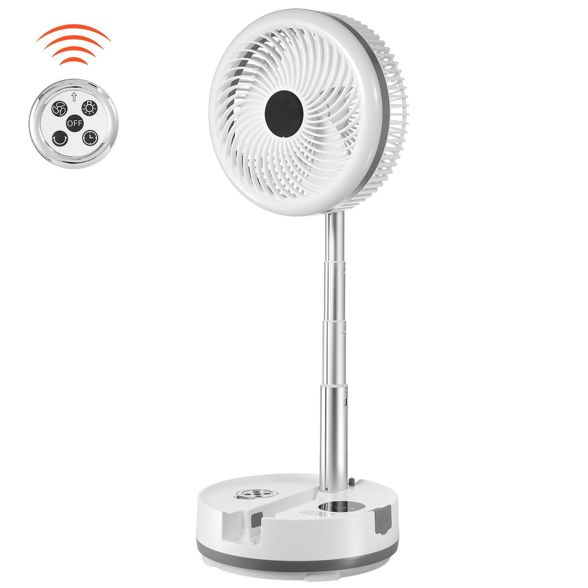 10 inch Portable Foldable Rechargeable Oscillating Fan, 3-in-1 Battery Operated with Remote Control, Quiet Desk/Table Pedestal Fan, 9 Speeds,90-degree Auto Left/Right Rotation,for Home,Office