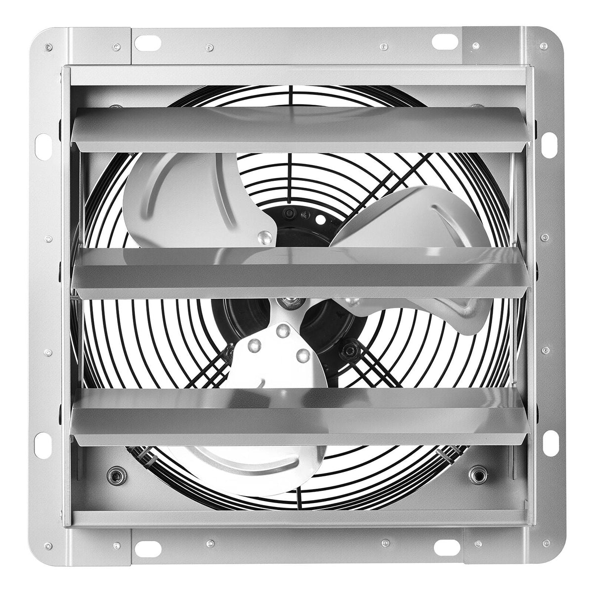 10 Inch Shutter Exhaust Fan Wall Mounted 874 CFM Automatic Louvers, Sturdy Steel Housing, Low Noise, AC Motor, Ventilation and Cooling for Attic, Garage, Barn, Greenhouse, Workshop, Silver