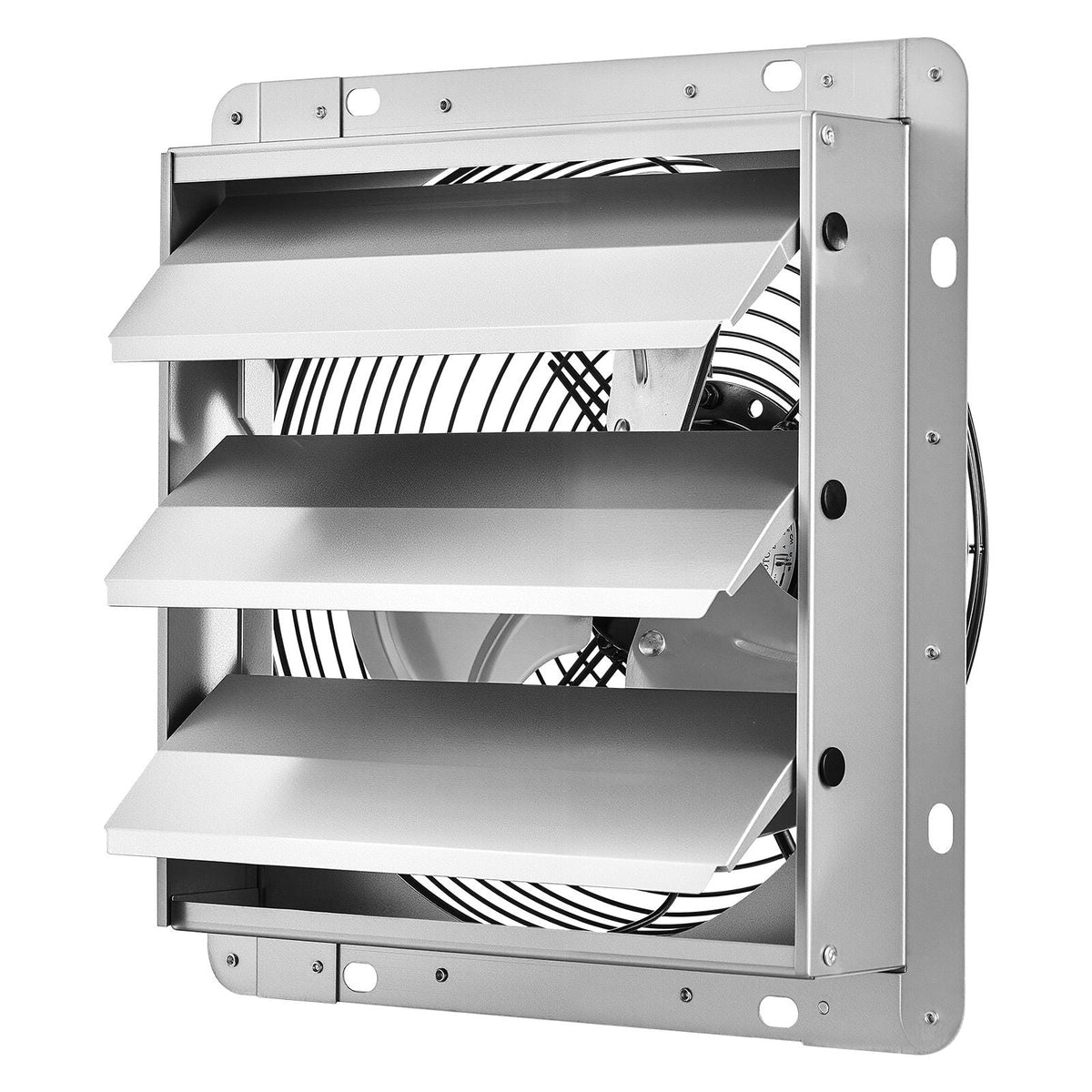 10 Inch Shutter Exhaust Fan Wall Mounted 874 CFM Automatic Louvers, Sturdy Steel Housing, Low Noise, AC Motor, Ventilation and Cooling for Attic, Garage, Barn, Greenhouse, Workshop, Silver