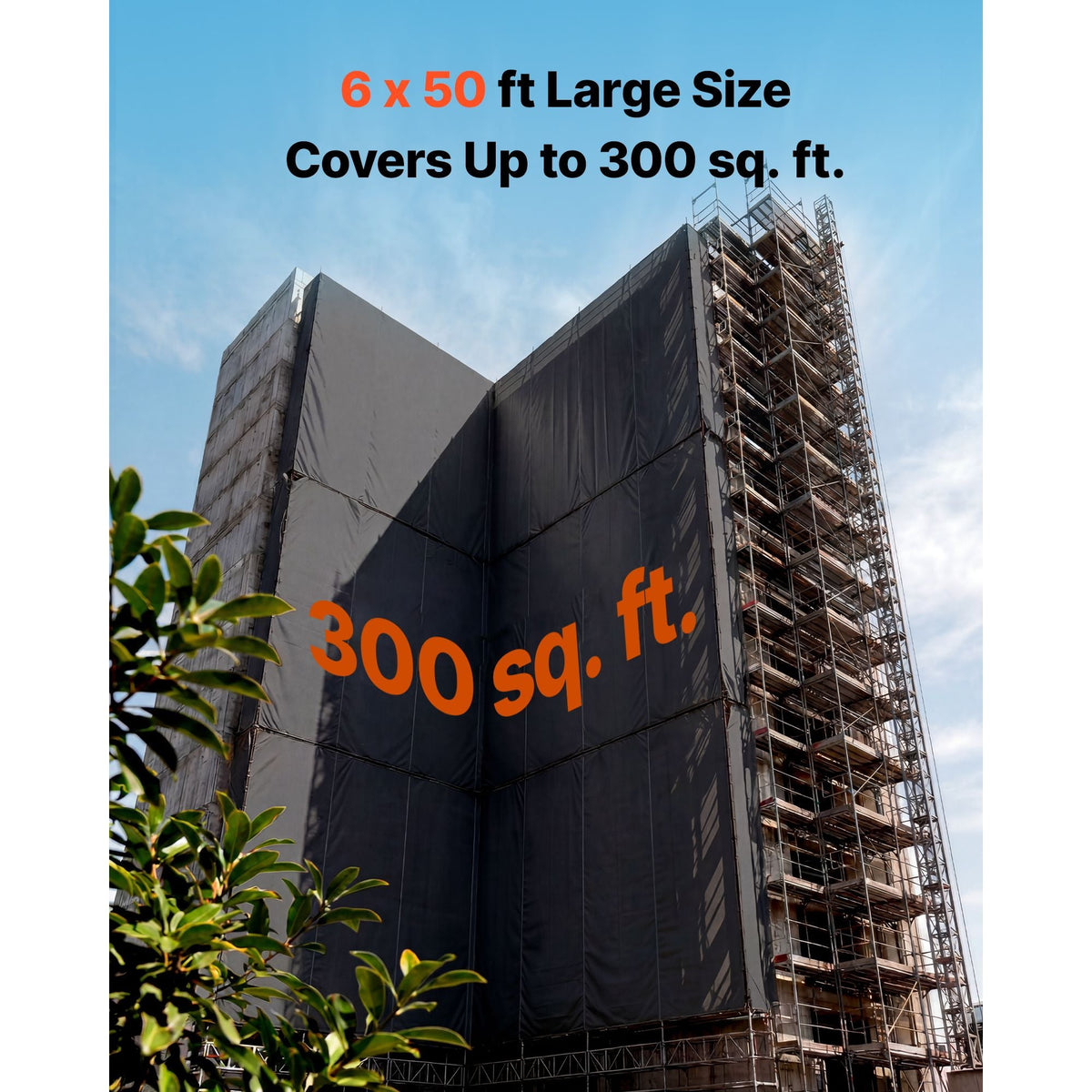 10 Mil Plastic Sheeting 6' x 50' Heavy Duty Thick Polyethylene Roll, Plastic Drop Cloth Painters Tarp, Polyethylene Covering for Crawl Space Vapor Barrier, Weed Control, Garden, Black & White