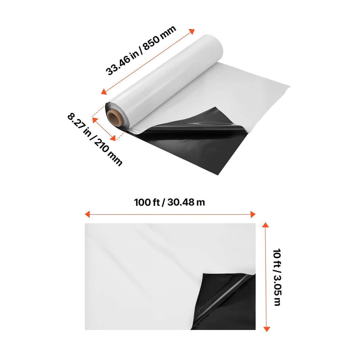 10 Mil Plastic Sheeting Heavy Duty 10' x 100', Thick Plastic Sheeting Roll, Plastic Drop Cloth Painters Tarp Covering for Crawl Space Vapor Barrier, Black and White Double-Sided, Multi-Purpose