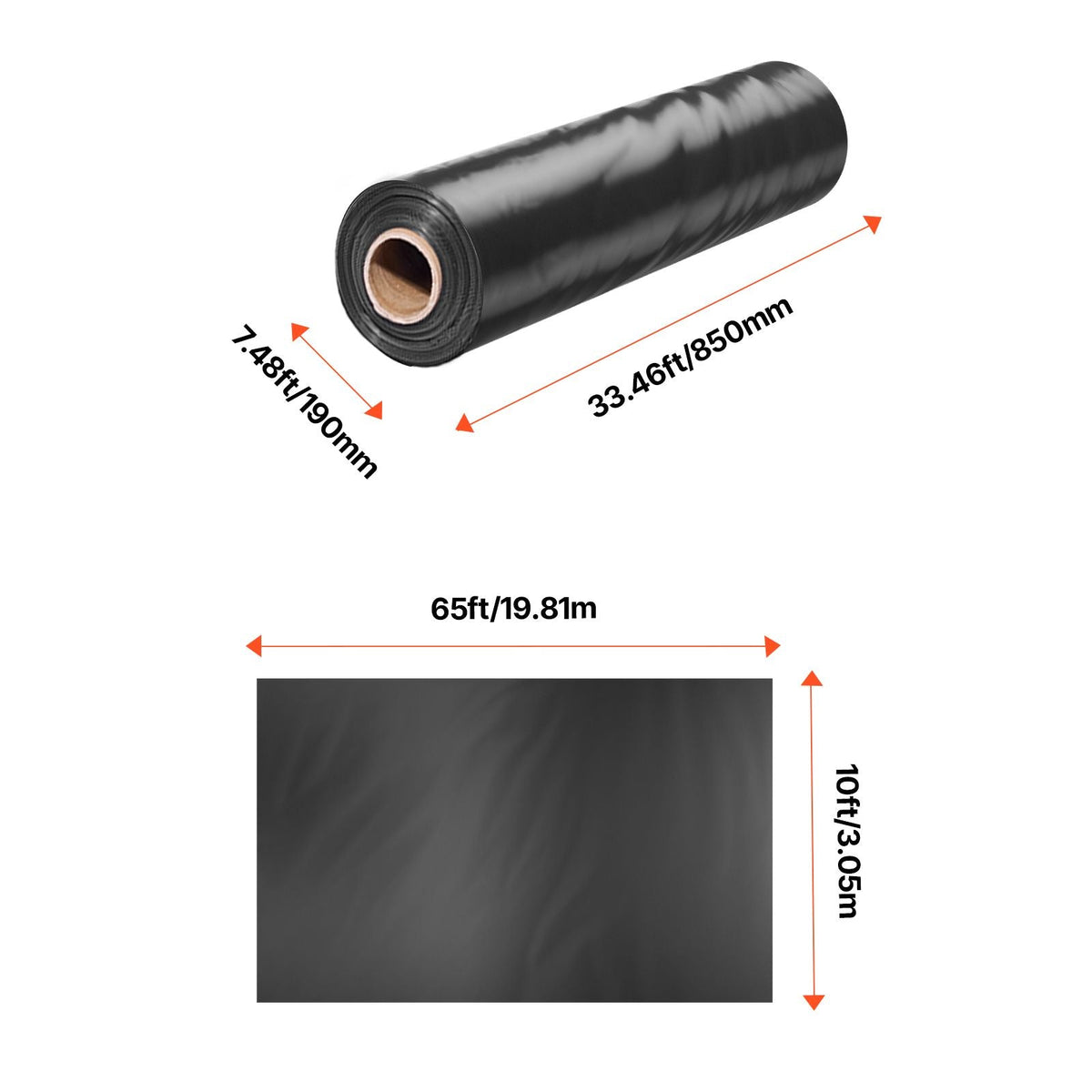 10 Mil Plastic Sheeting Heavy Duty 10' x 65', Thick Plastic Sheeting Roll, Plastic Drop Cloth Painters Tarp Covering for Crawl Space Vapor Barrier, Black and White Double-Sided, Multi-Purpose