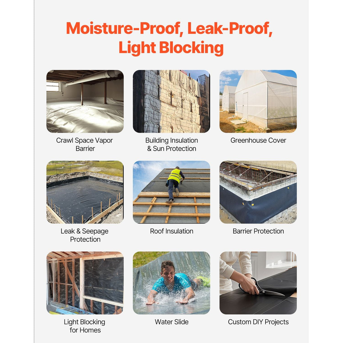 10 Mil Plastic Sheeting Heavy Duty 10' x 65', Thick Plastic Sheeting Roll, Plastic Drop Cloth Painters Tarp Covering for Crawl Space Vapor Barrier, Black and White Double-Sided, Multi-Purpose