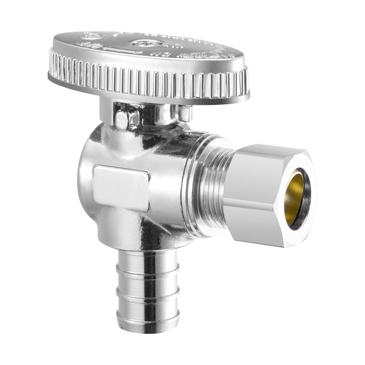 10 Pack Angle Stop Valve, Water Shut Off Valve 1/2" PEX x 3/8" OD Compression, 1/4 Turn Chrome Plated Brass Shutoff Valves for Bathroom Kitchen Toilet Shower Plumbing