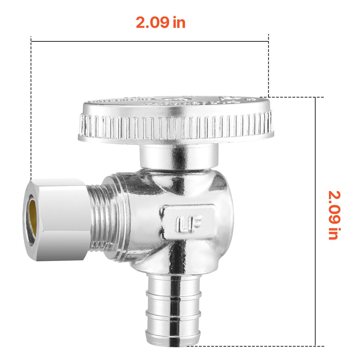 10 Pack Angle Stop Valve, Water Shut Off Valve 1/2" PEX x 3/8" OD Compression, 1/4 Turn Chrome Plated Brass Shutoff Valves for Bathroom Kitchen Toilet Shower Plumbing
