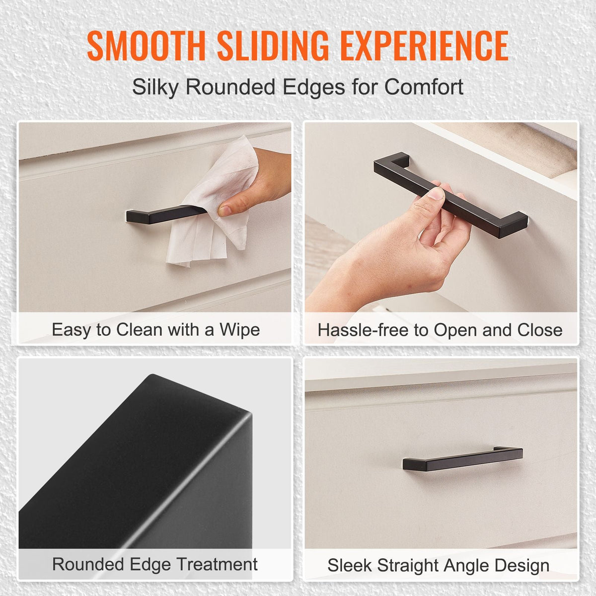 10 Pack Cabinet Pulls, 6.3in / 160mm Center to Center Slim Square Kitchen Cabinet Drawer, Stainless Steel Modern Kitchen Cupboard Door Handles for Kitchen Bathroom Bar Hardware Matte Black