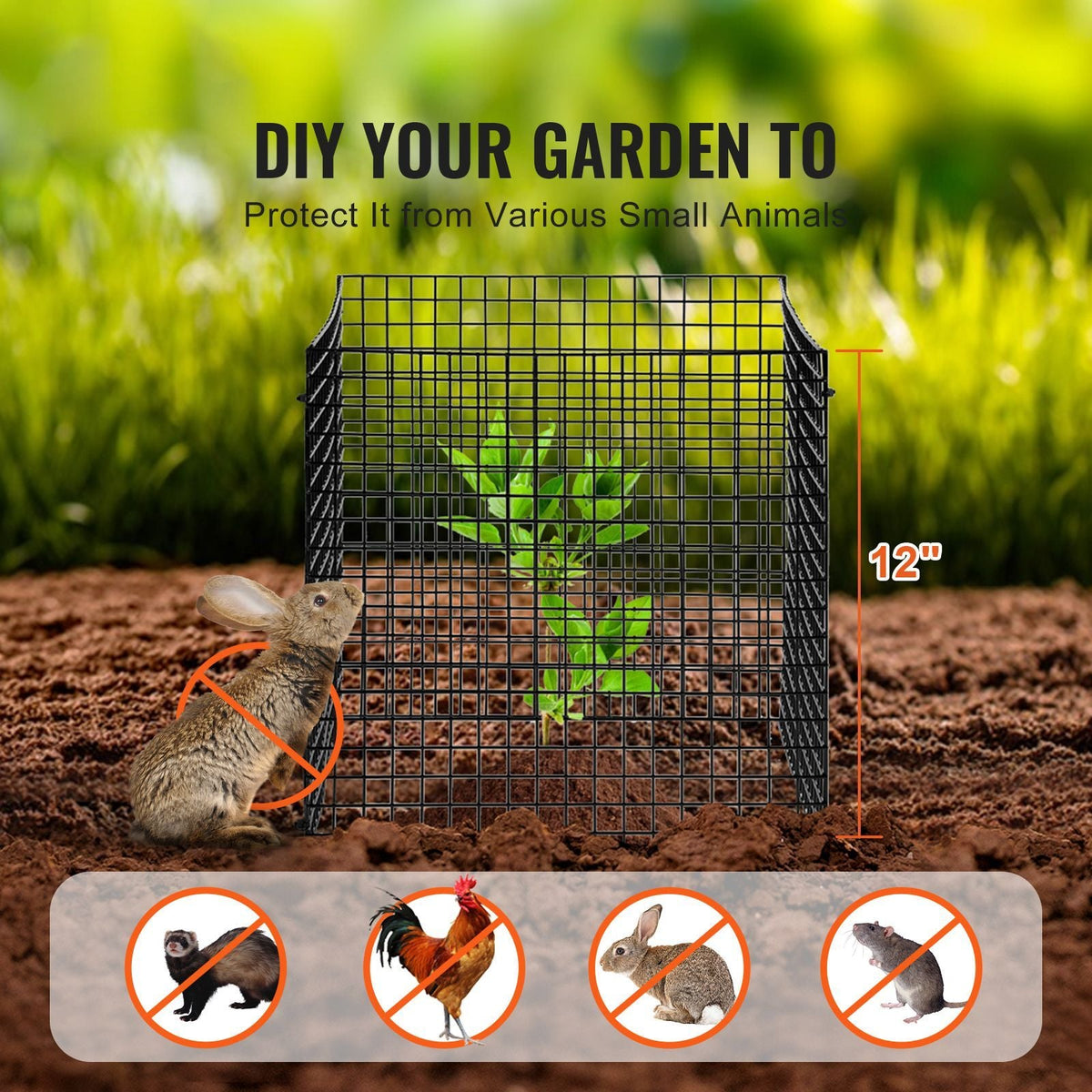 10 Pack Plant Protector from Animals, 12'' x 12'' Chicken Wire Plant Protector, Plant Cages for Outdoor Plants, Flowers & Vegetables, Keeps Bunny Chicken Squirrels Out, 40pcs Metal Mesh