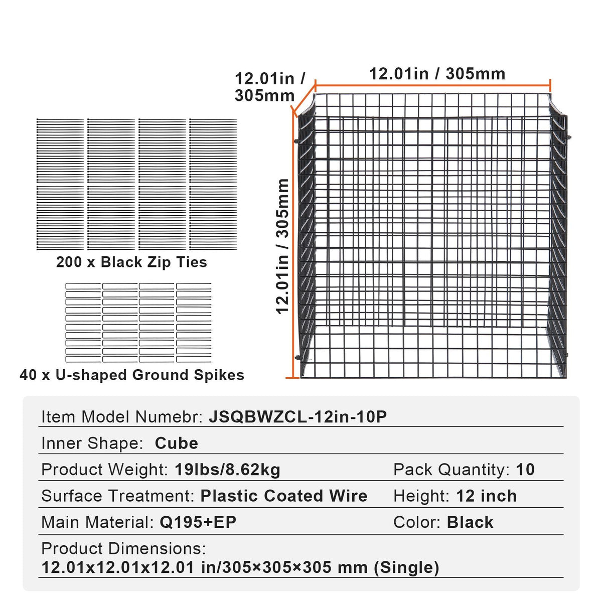 10 Pack Plant Protector from Animals, 12'' x 12'' Chicken Wire Plant Protector, Plant Cages for Outdoor Plants, Flowers & Vegetables, Keeps Bunny Chicken Squirrels Out, 40pcs Metal Mesh