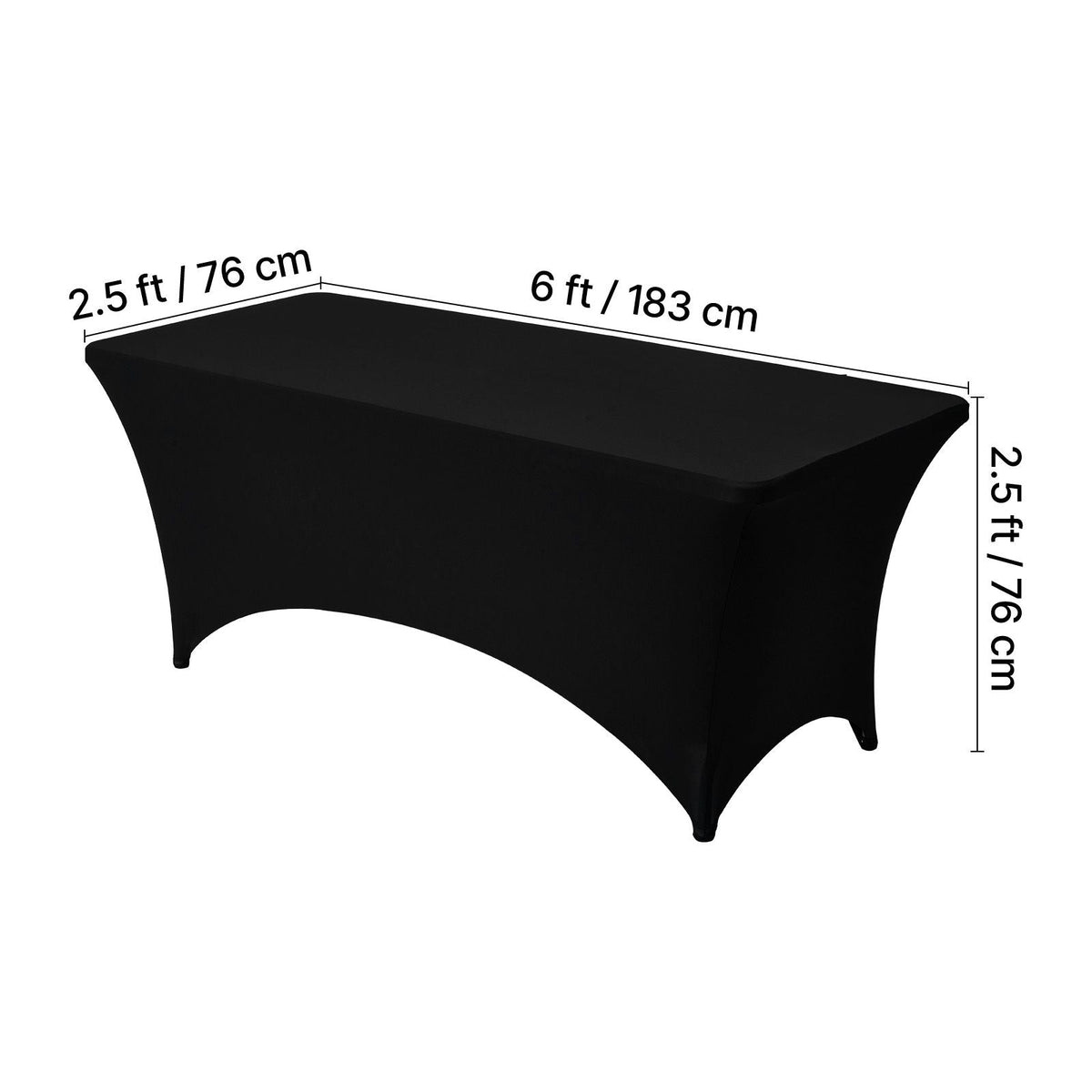 10 Pack Table Cloth for 6FT Rectangular Fitted Events, Wrinkle-Resistant Stretch Black Table Covers, Washable Spandex Tablecloth Protector, for Party, Wedding, Cocktail, Banquet, Festival