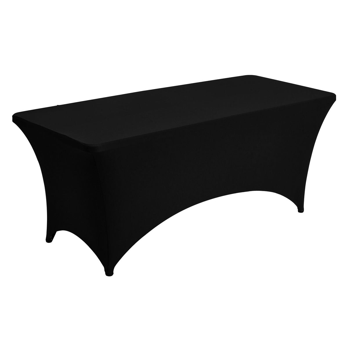 10 Pack Table Cloth for 6FT Rectangular Fitted Events, Wrinkle-Resistant Stretch Black Table Covers, Washable Spandex Tablecloth Protector, for Party, Wedding, Cocktail, Banquet, Festival