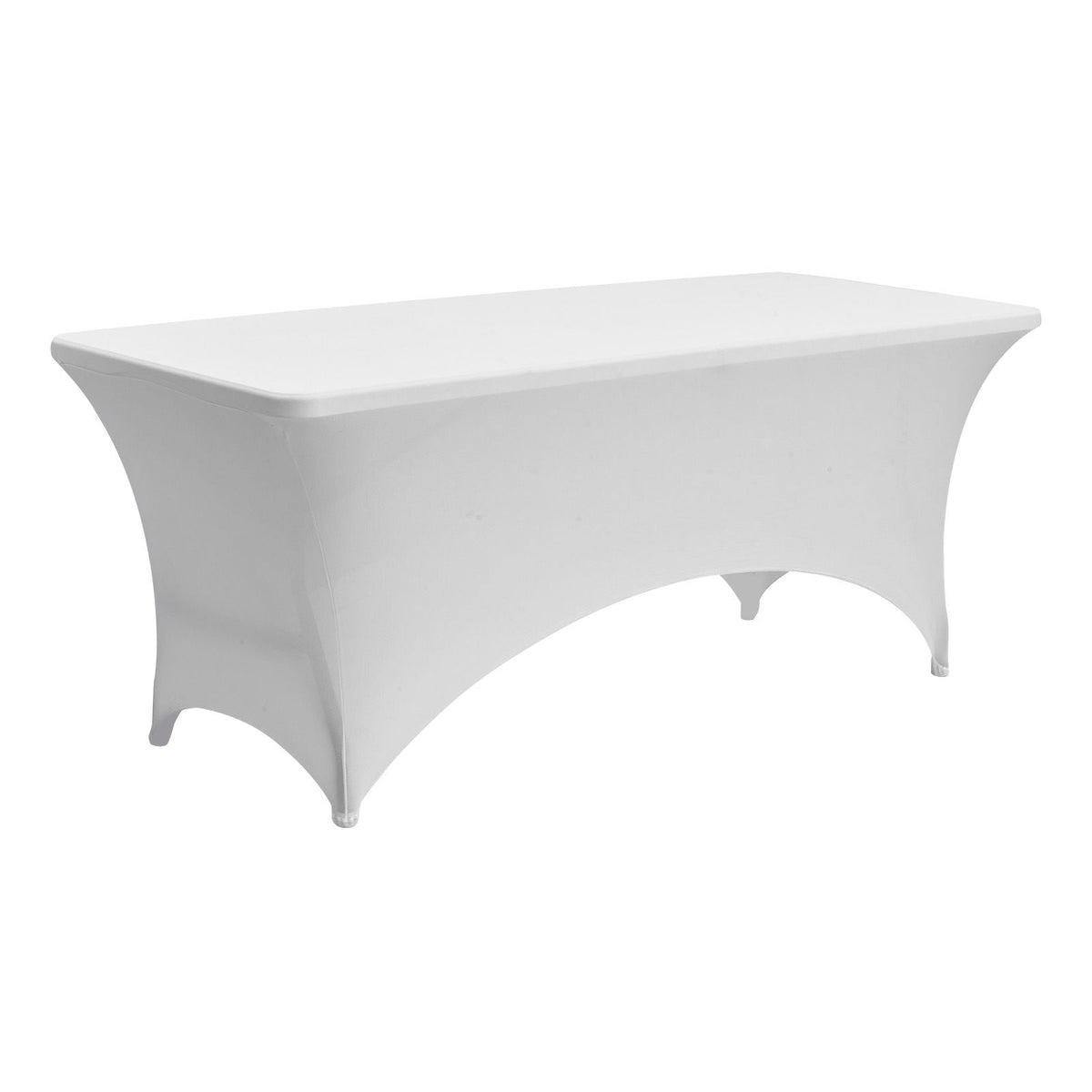 10 Pack Table Cloth for 6FT Rectangular Fitted Events, Wrinkle-Resistant Stretch White Table Covers, Washable Spandex Tablecloth Protector, for Party, Wedding, Cocktail, Banquet, Festival
