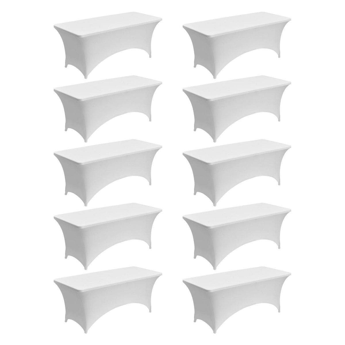 10 Pack Table Cloth for 6FT Rectangular Fitted Events, Wrinkle-Resistant Stretch White Table Covers, Washable Spandex Tablecloth Protector, for Party, Wedding, Cocktail, Banquet, Festival