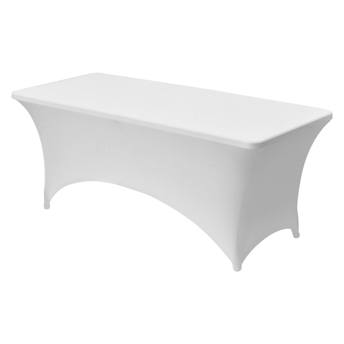10 Pack Table Cloth for 6FT Rectangular Fitted Events, Wrinkle-Resistant Stretch White Table Covers, Washable Spandex Tablecloth Protector, for Party, Wedding, Cocktail, Banquet, Festival
