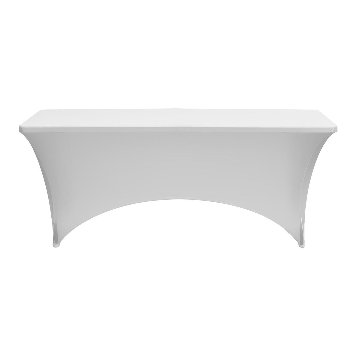 10 Pack Table Cloth for 6FT Rectangular Fitted Events, Wrinkle-Resistant Stretch White Table Covers, Washable Spandex Tablecloth Protector, for Party, Wedding, Cocktail, Banquet, Festival