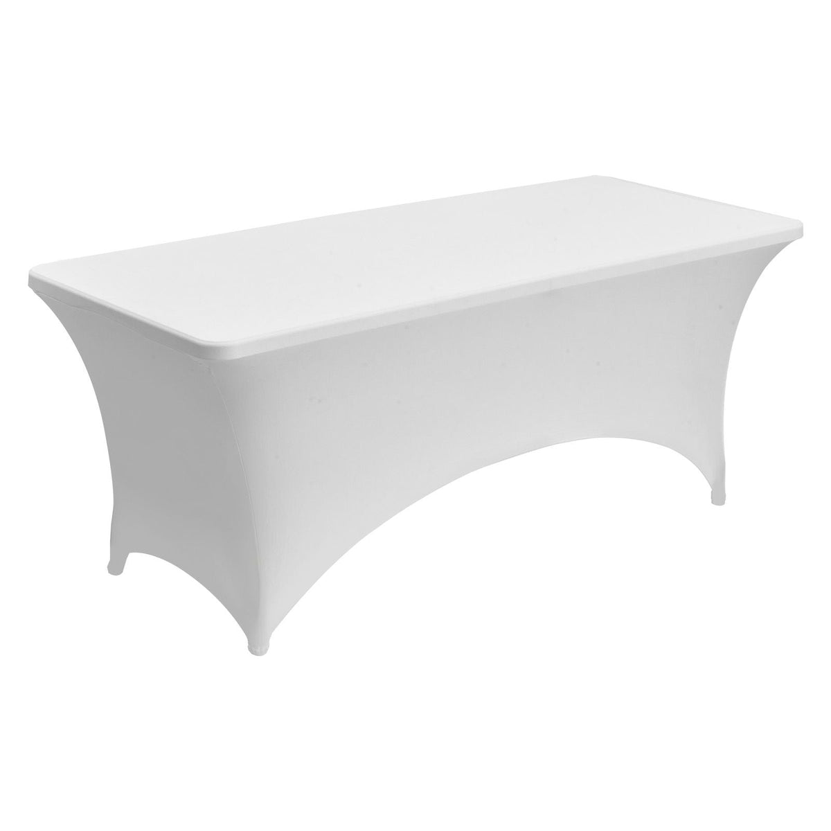 10 Pack Table Cloth for 6FT Rectangular Fitted Events, Wrinkle-Resistant Stretch White Table Covers, Washable Spandex Tablecloth Protector, for Party, Wedding, Cocktail, Banquet, Festival