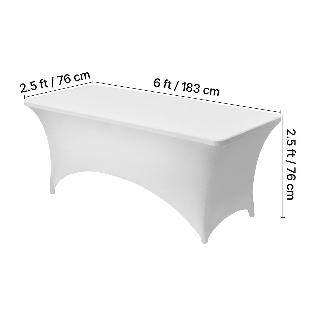 10 Pack Table Cloth for 6FT Rectangular Fitted Events, Wrinkle-Resistant Stretch White Table Covers, Washable Spandex Tablecloth Protector, for Party, Wedding, Cocktail, Banquet, Festival