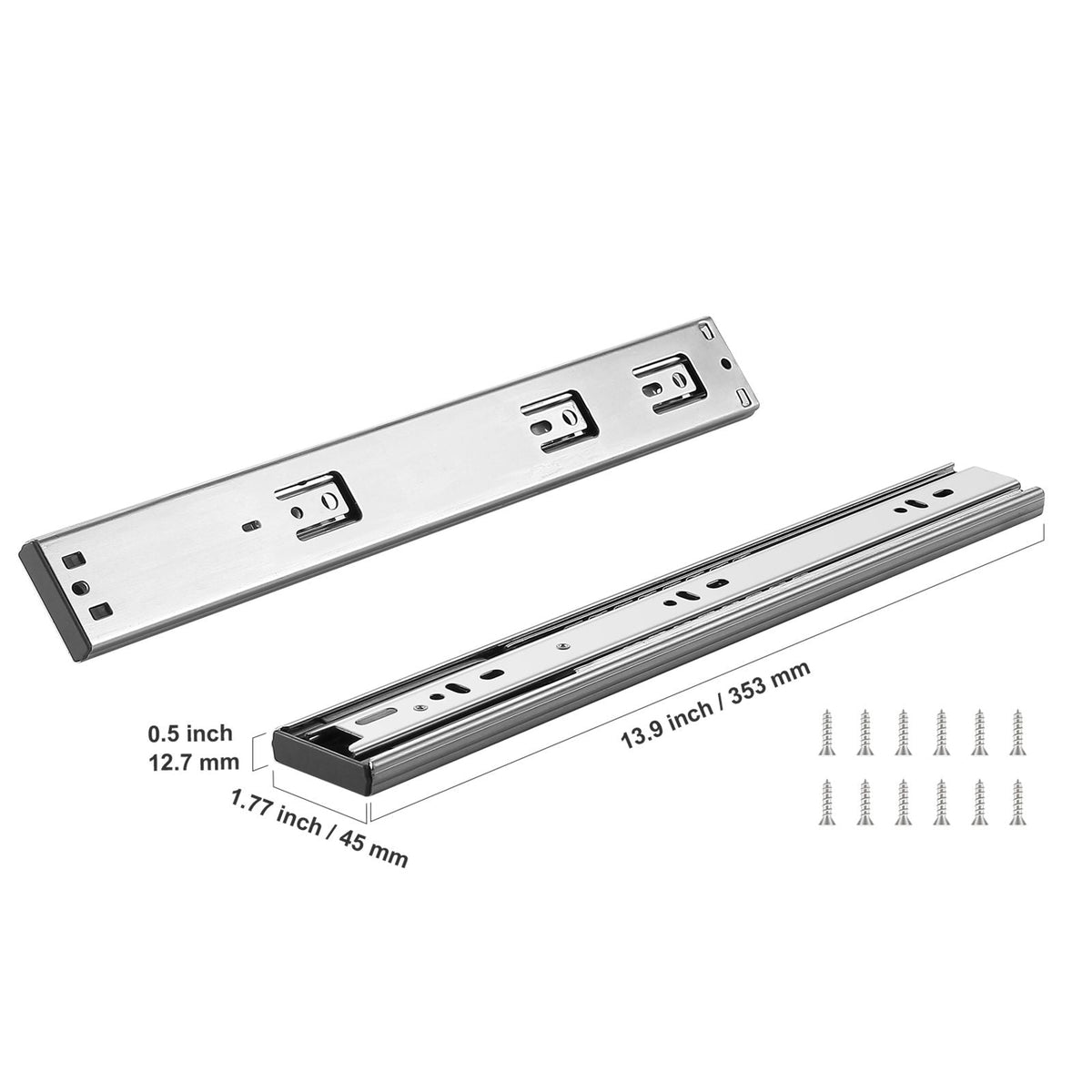 10 Pairs of 14 Inch Drawer Slides Side Mount Rails, Heavy Duty Full Extension Steel Track, Soft-Close Noiseless Guide Glides Cabinet Kitchen Runners with Ball Bearing, 100 Lbs Load Capacity