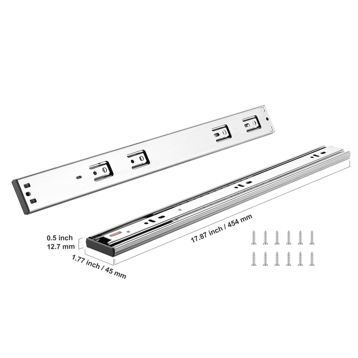 10 Pairs of 18 Inch Drawer Slides Side Mount Rails, Heavy Duty Full Extension Steel Track, Soft-Close Noiseless Guide Glides Cabinet Kitchen Runners with Ball Bearing, 100 Lbs Load Capacity
