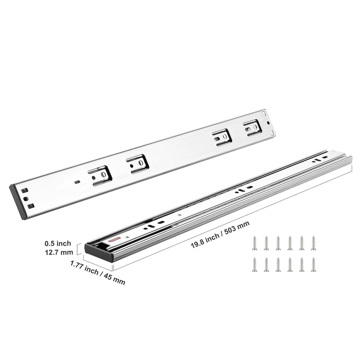 10 Pairs of 20 Inch Drawer Slides Side Mount Rails, Heavy Duty Full Extension Steel Track, Soft-Close Noiseless Guide Glides Cabinet Kitchen Runners with Ball Bearing, 100 Lbs Load Capacity