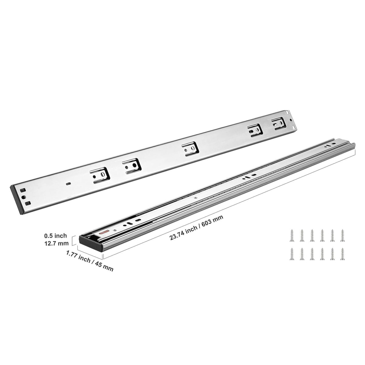 10 Pairs of 24 Inch Drawer Slides Side Mount Rails, Heavy Duty Full Extension Steel Track, Soft-Close Noiseless Guide Glides Cabinet Kitchen Runners with Ball Bearing, 100 Lbs Load Capacity