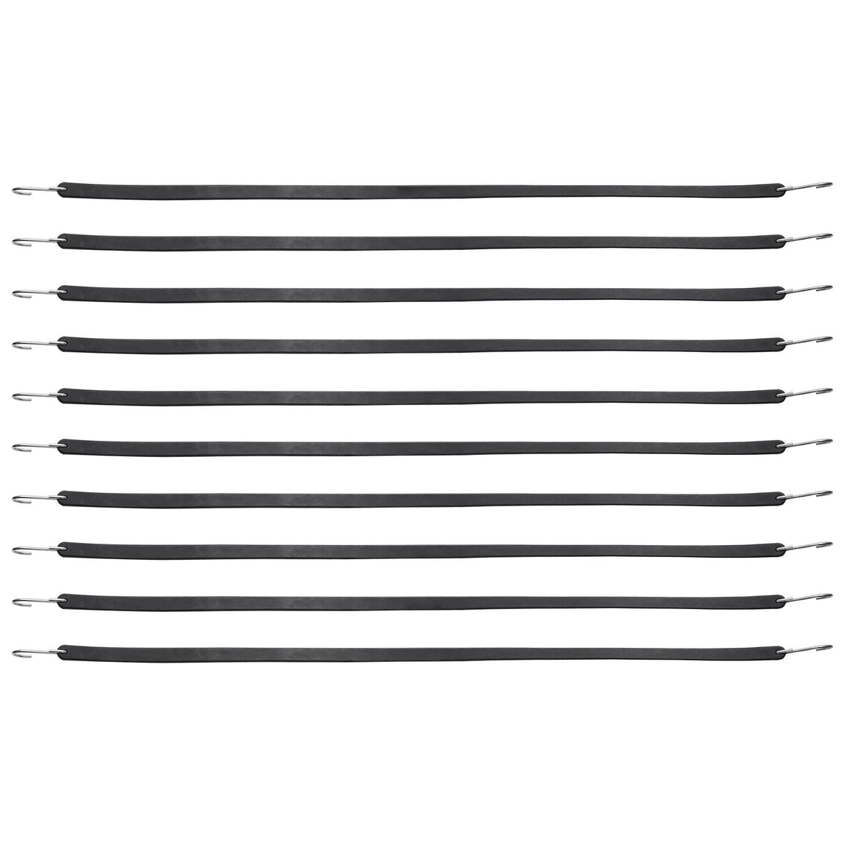 10 Piece Flat Bungee Cord, 20 mm Heavy Duty Bungee Straps with Steel S-Hooks, 36" Elastic Bungee Rope for Cargo, Tarps, Trucks and Tent, Black