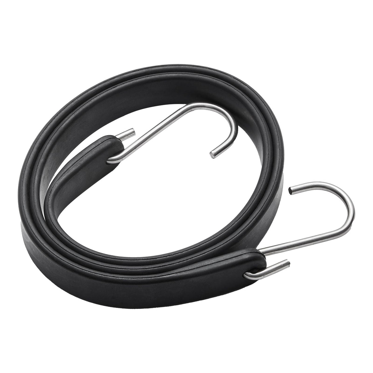 10 Piece Flat Bungee Cord, 20 mm Heavy Duty Bungee Straps with Steel S-Hooks, 36" Elastic Bungee Rope for Cargo, Tarps, Trucks and Tent, Black