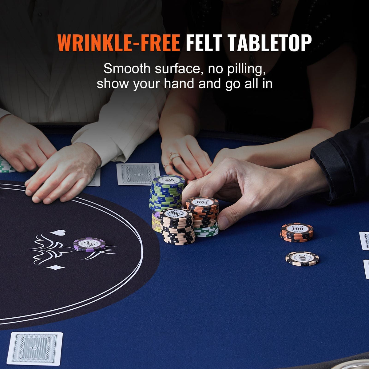 10 Player Foldable Poker Table, Blackjack Texas Holdem Poker Table with Padded Rails and Stainless Steel Cup Holders, Portable Folding Card Board Game Table, 84" Oval Casino Leisure Table