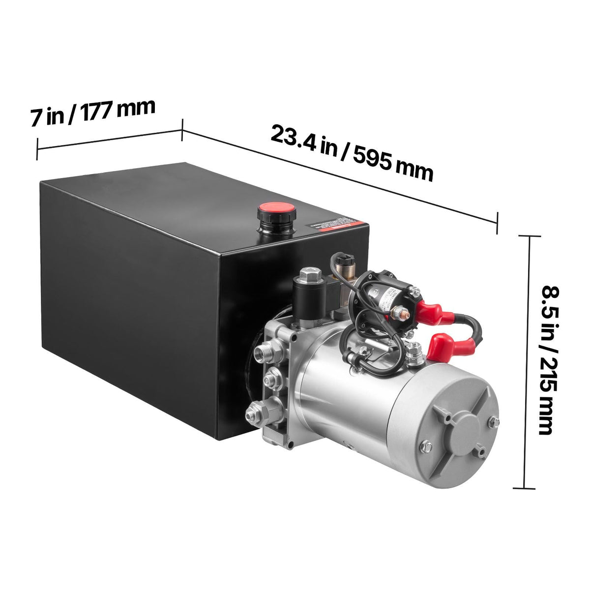 10 Quart Hydraulic Power Unit, Single Acting Dump Trailer Pump, 3200 PSI Max Relief Pressure & 0.91 GPM Flow Rate, DC 12V Hydraulic Pump with Metal Reservoir for Dump Trailer Car Lifting