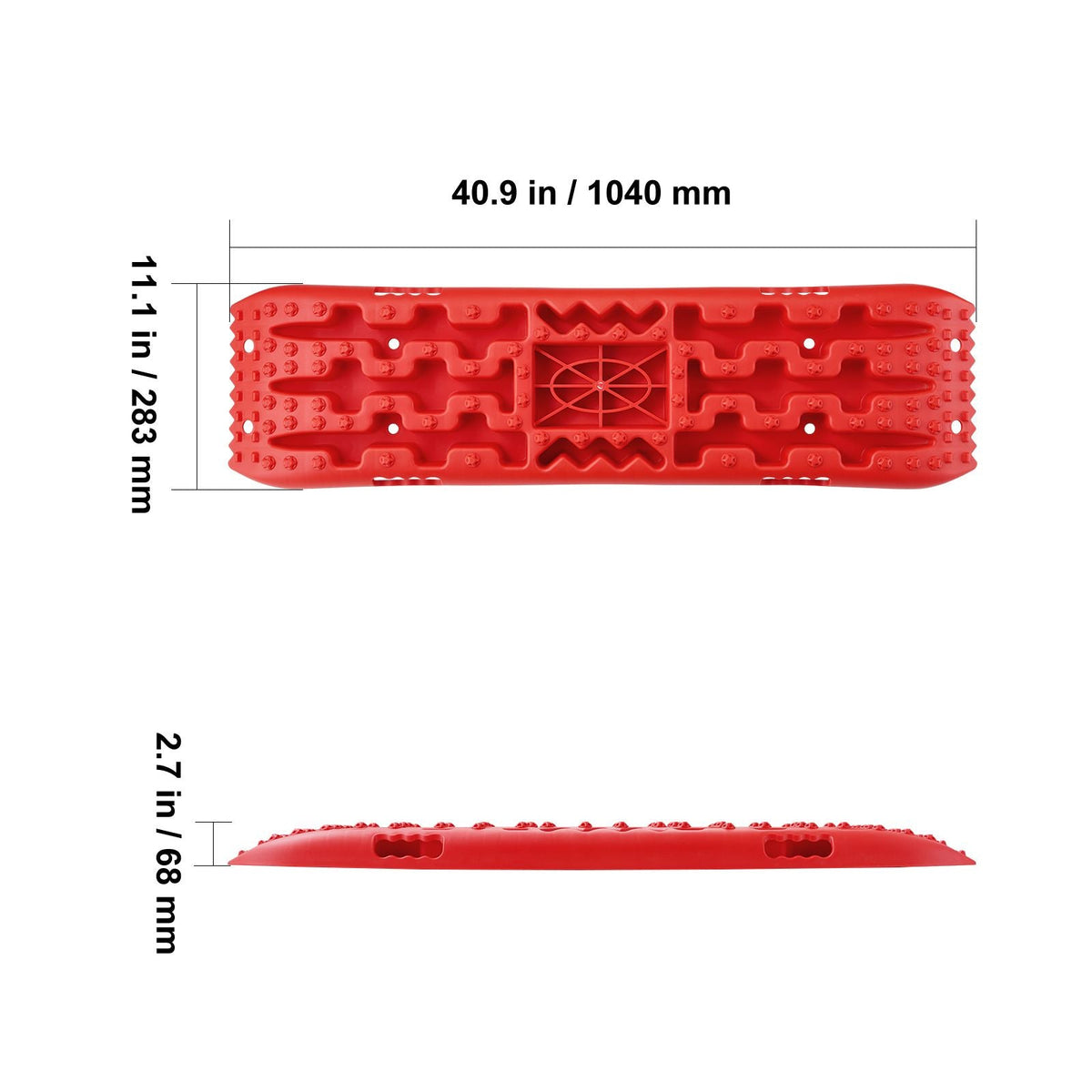 10 TON Traction Boards with PP Material, Recovery Boards for Off-road Vehicles/Cars/Pickups/SUVs/RVs, Pair Tire Traction Mats on Snow, Sand, Mud and Loose Terrain, Storage Bag, Long, Red