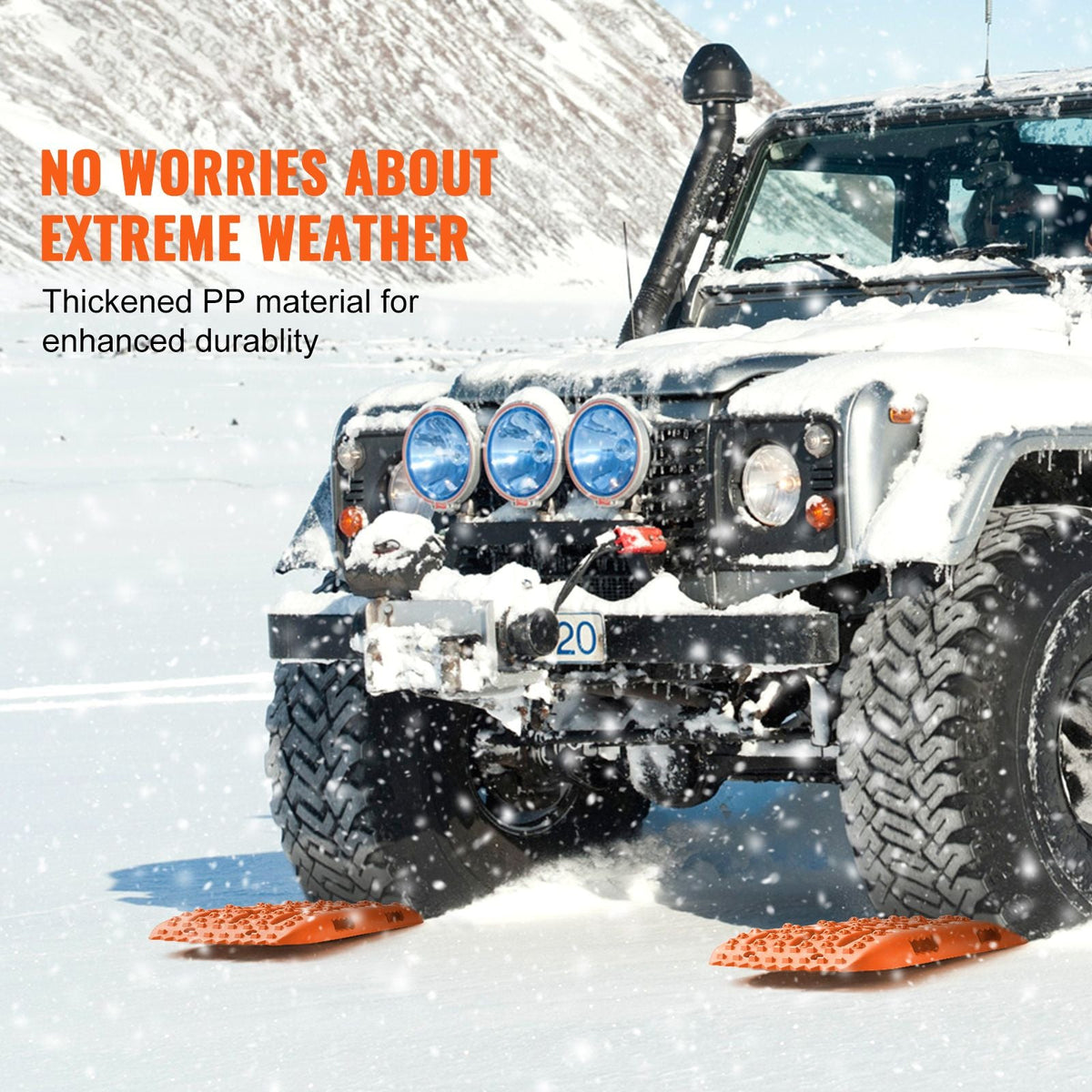 10 TON Traction Boards with PP Material, Recovery Boards for Off-road Vehicles/Cars/Pickups/SUVs/RVs, Pair Tire Traction Mats on Snow, Sand, Mud and Loose Terrain, Storage Bag, Short, Orange