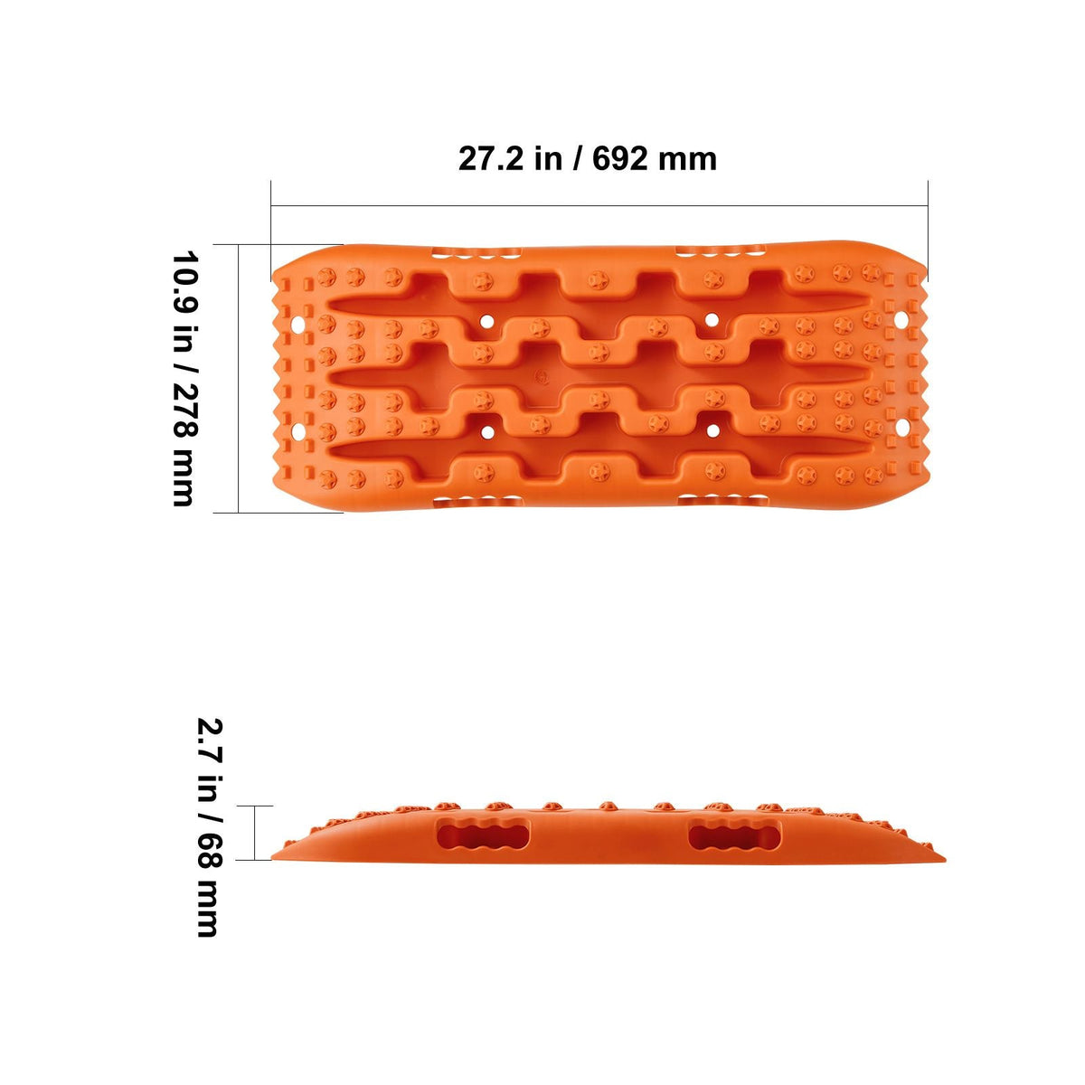 10 TON Traction Boards with PP Material, Recovery Boards for Off-road Vehicles/Cars/Pickups/SUVs/RVs, Pair Tire Traction Mats on Snow, Sand, Mud and Loose Terrain, Storage Bag, Short, Orange