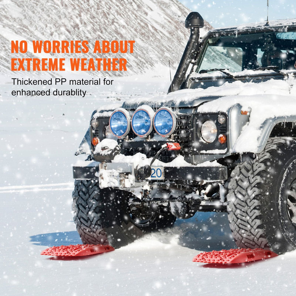 10 TON Traction Boards with PP Material, Recovery Boards for Off-road Vehicles/Cars/Pickups/SUVs/RVs, Pair Tire Traction Mats on Snow, Sand, Mud and Loose Terrain, Storage Bag, Short, Red