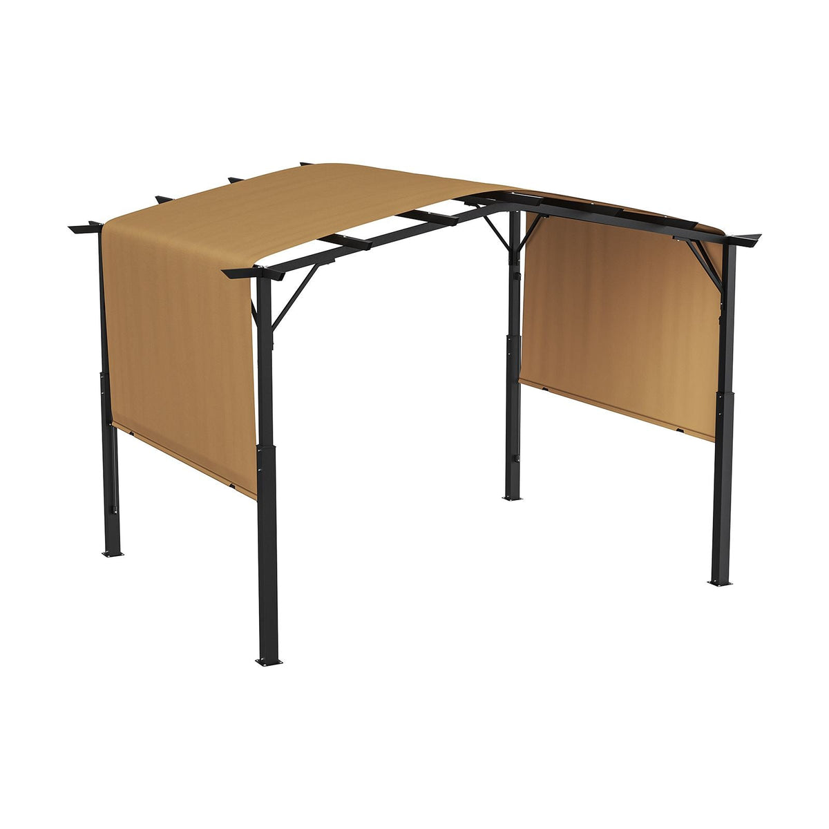 10 x 10 ft Outdoor Pergola, Arched Top Metal Pergola, Retractable Pergola with Sun Shade Canopy, Large Patio Shelter Pavilion, Heavy Duty Garden Pergola for Deck Backyard Porch Poolside