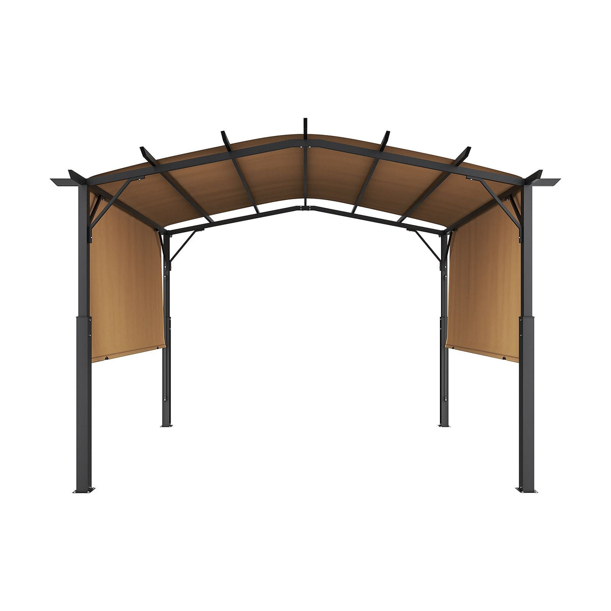 10 x 10 ft Outdoor Pergola, Arched Top Metal Pergola, Retractable Pergola with Sun Shade Canopy, Large Patio Shelter Pavilion, Heavy Duty Garden Pergola for Deck Backyard Porch Poolside