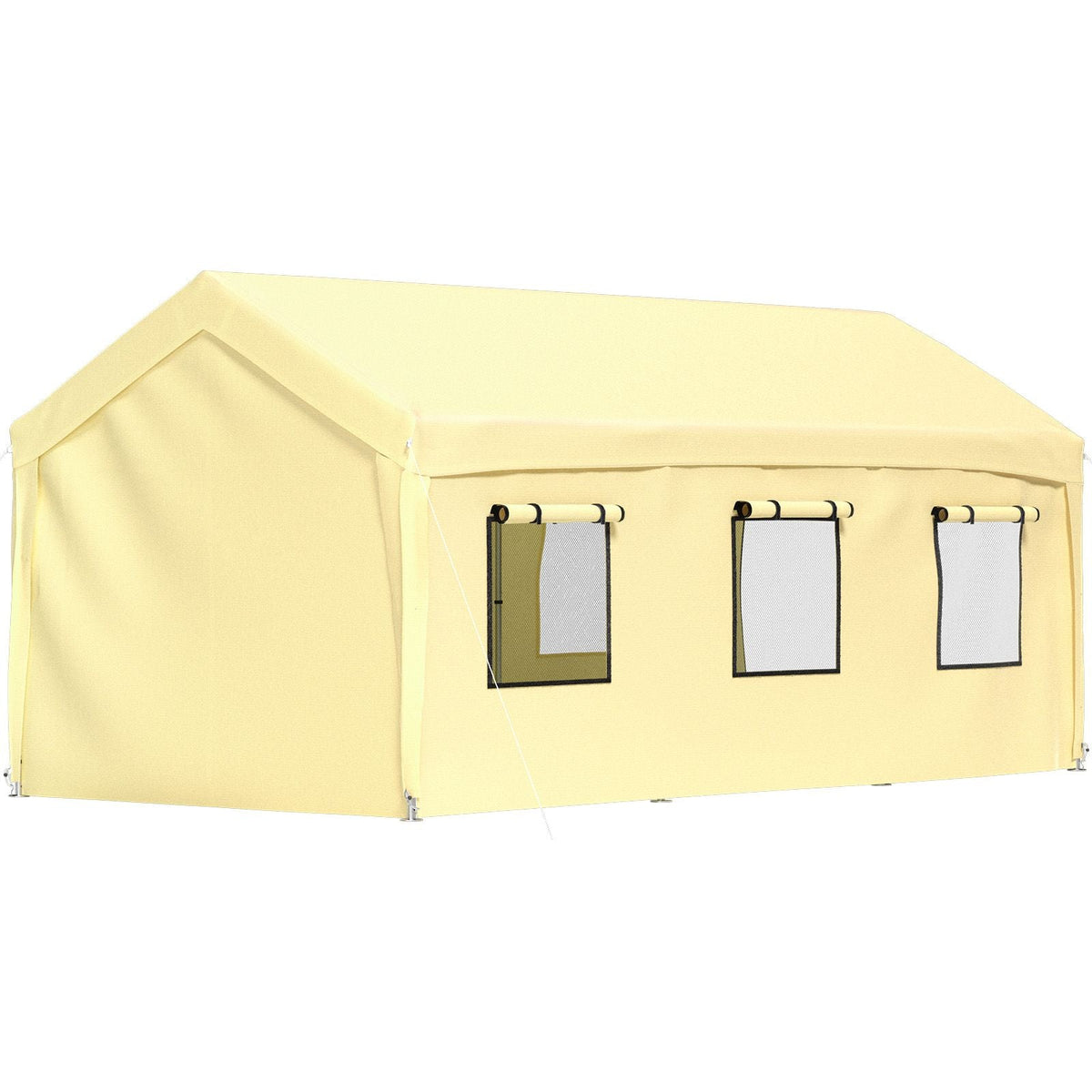 10 x 20 ft Carport Car Canopy, Heavy Duty Garage Shelter with 8 Legs, Removable Sidewalls and Windows, Car Garage Tent for Party, Boat, Adjustable Peak Height from 8.3 ft to 10 ft, Yellow